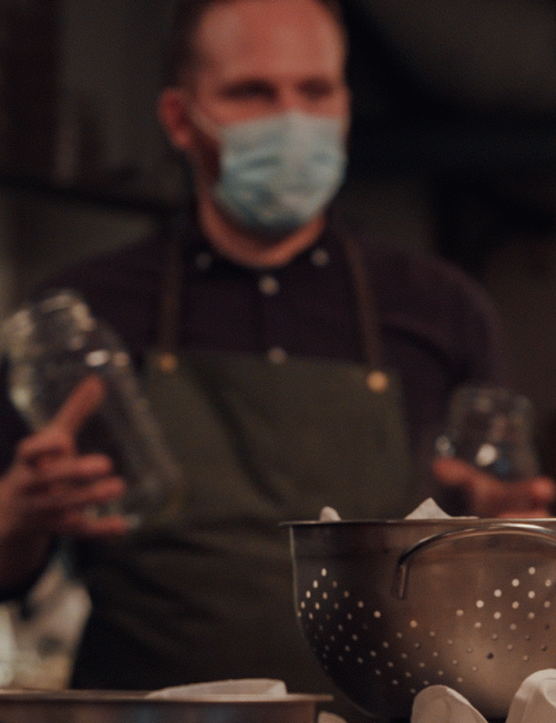 John Winter Russell and his kitchen items.